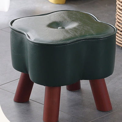Tabouret rond en cuir ciré à l'huile moderne Art Déco Trèfle en bois massif sans dossier ni accoudoirs pour salon 