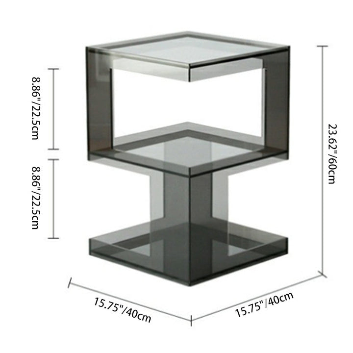 Moderner Luxus quadratischer Acryl-Beistelltisch 3-stufig für Wohnzimmer 
