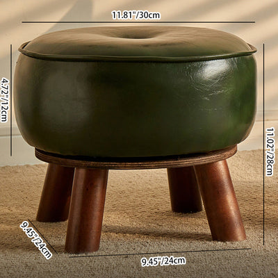 Moderner minimalistischer runder gebogener Leder Massivholz-Fußhocker Rückenlehne ohne Armlehnen für Wohnzimmer 