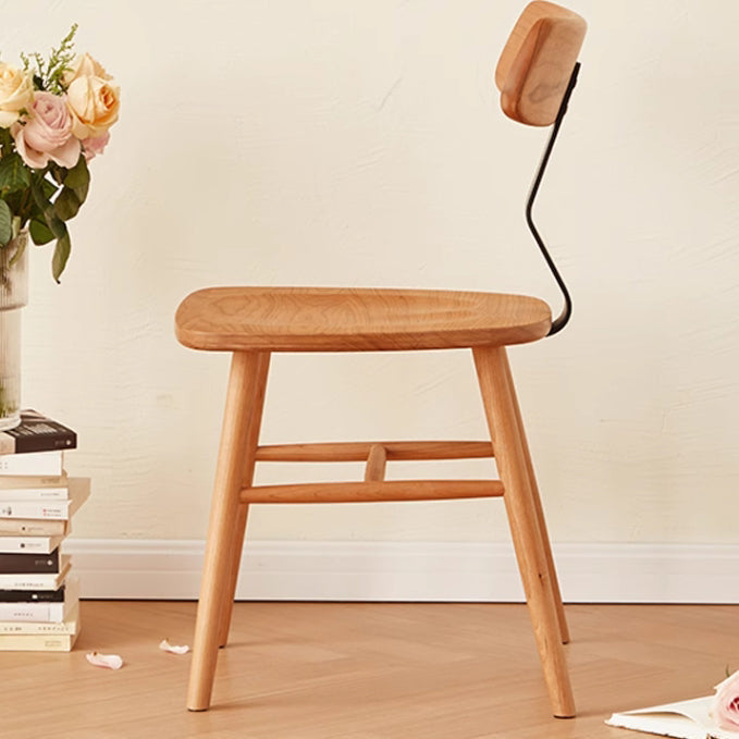 Chaise de salle à manger contemporaine en bois de cerisier nordique avec dossier en fer incurvé pour salle à manger 