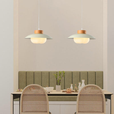 Zeitgenössische nordische Eisenholz PE Schüssel 1/2/3 Licht Kronleuchter Insel Licht für Esszimmer 