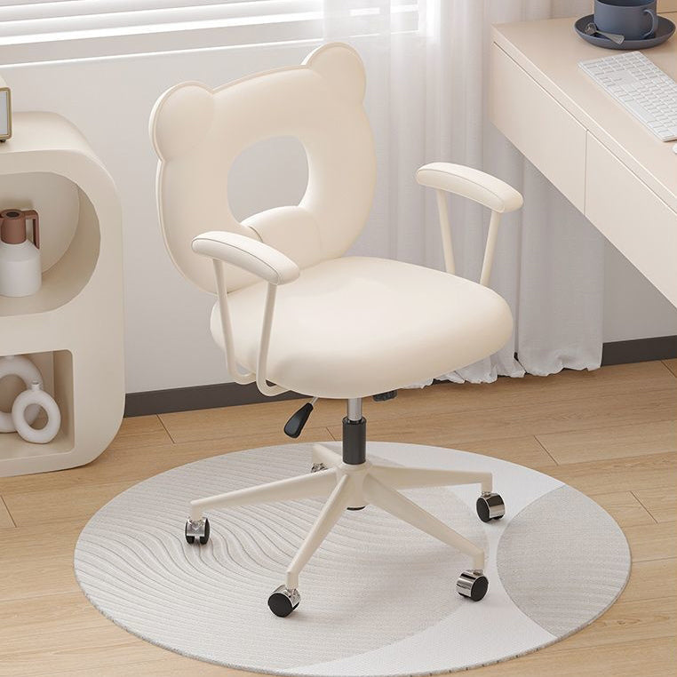 Zeitgenössischer nordischer Leder-Stahl-Eisen-Schwamm-Bär-Quadrat-Schreibtischstuhl mit Rückenlehne und Armlehne, verstellbar für Heimbüro 