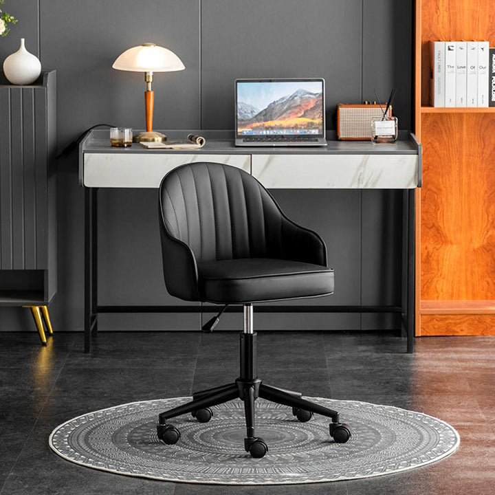 Simplicité Moderne Similicuir Éponge Acier Inoxydable SGS Chaise de Bureau Dossier Mobile Pour Maison Bureau 