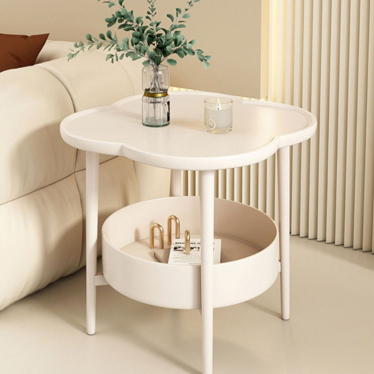 Table de bout rond à trèfle à quatre feuilles en PP moderne et simplicité à 2 niveaux pour salon 