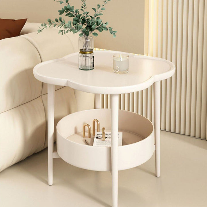 Table de bout rond à trèfle à quatre feuilles en PP moderne et simplicité à 2 niveaux pour salon 
