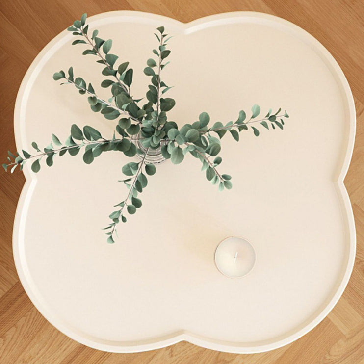 Table de bout rond à trèfle à quatre feuilles en PP moderne et simplicité à 2 niveaux pour salon 