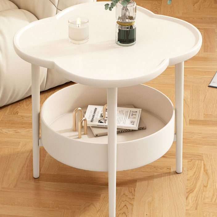 Table de bout rond à trèfle à quatre feuilles en PP moderne et simplicité à 2 niveaux pour salon 