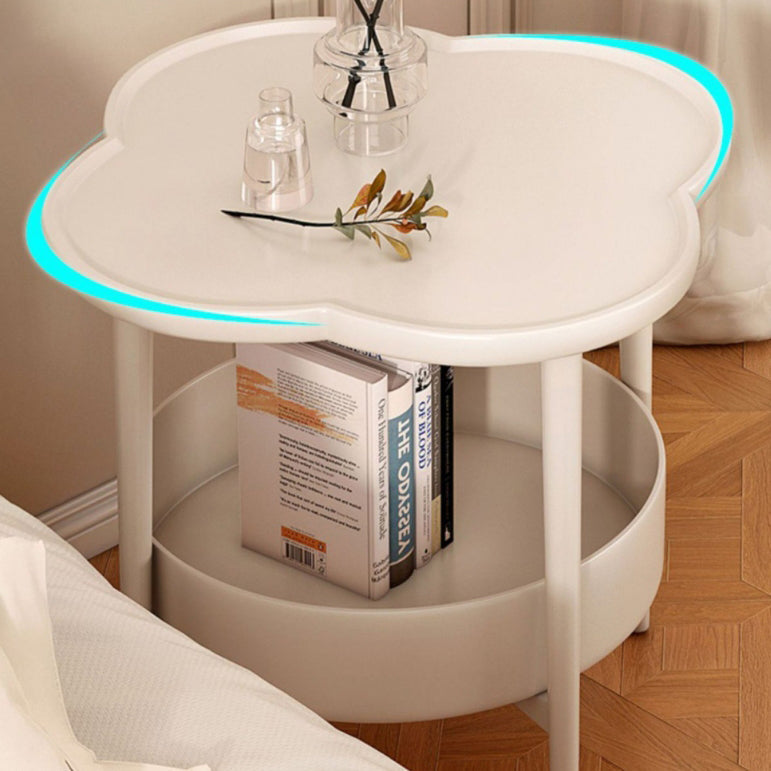 Table de bout rond à trèfle à quatre feuilles en PP moderne et simplicité à 2 niveaux pour salon 