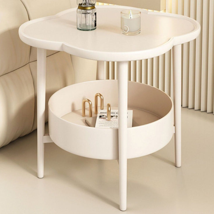 Table de bout rond à trèfle à quatre feuilles en PP moderne et simplicité à 2 niveaux pour salon 