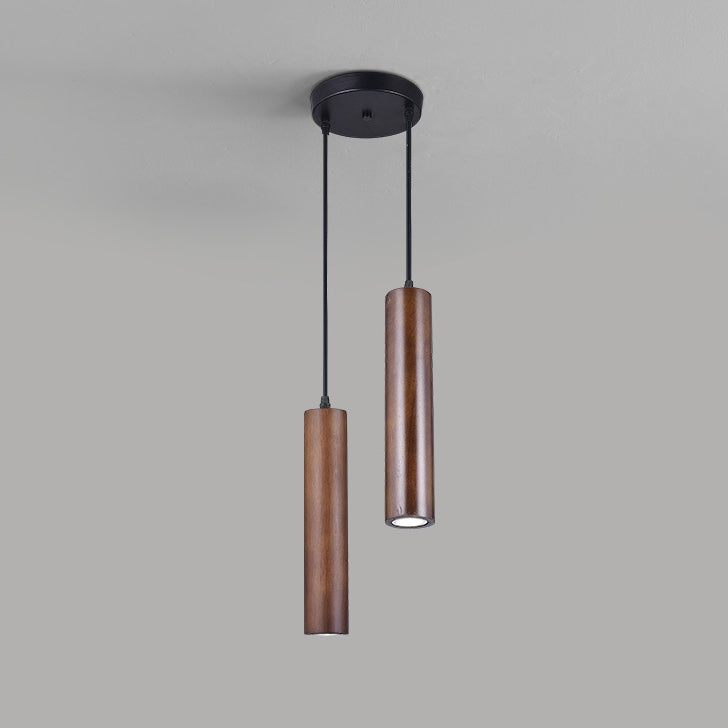 Moderne minimalistische LED-Pendelleuchte aus Eichenholz in Zylinderform für Wohnzimmer &amp; Schlafzimmer 