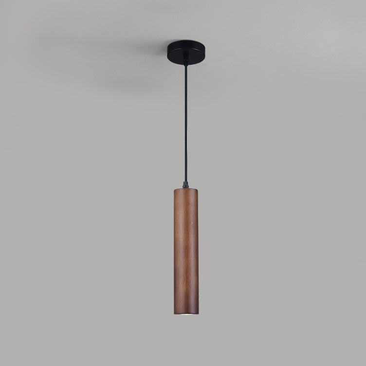 Moderne minimalistische LED-Pendelleuchte aus Eichenholz in Zylinderform für Wohnzimmer &amp; Schlafzimmer 