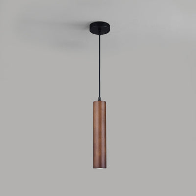 Lustre à LED cylindrique en bois minimaliste moderne 