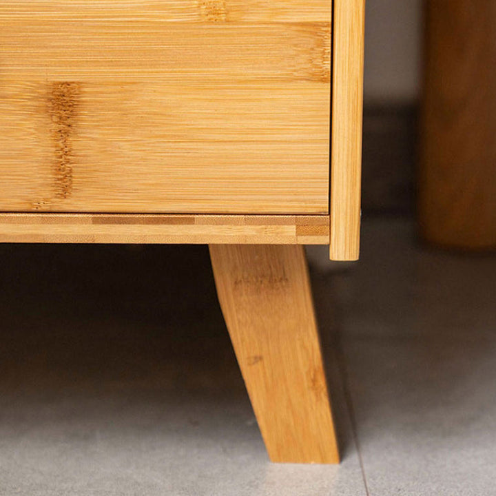 Traditioneller japanischer rechteckiger Nan-Bambus-MDF-Beistelltisch mit 2 Schubladen für das Wohnzimmer 