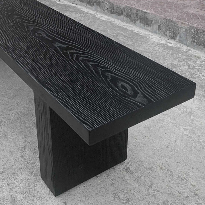 Moderne minimalistische rechteckige Bank aus Kiefernholz für das Wohnzimmer 
