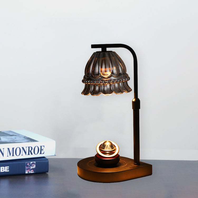 Moderne Art Deco Blume Typ Holz Glas 1-Licht Schmelzen Wachs Tisch Lampe Für Schlafzimmer 