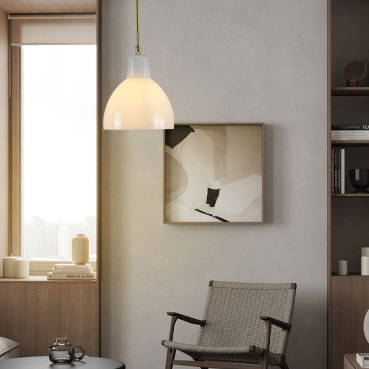Lámpara colgante de 1 luz de vidrio de latón en forma de flor minimalista moderna para dormitorio 