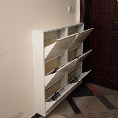 Modern Minimalist Steel Slim Rectangular Shoe Storage With Flip Drawers 3/4 Tier For Entryway