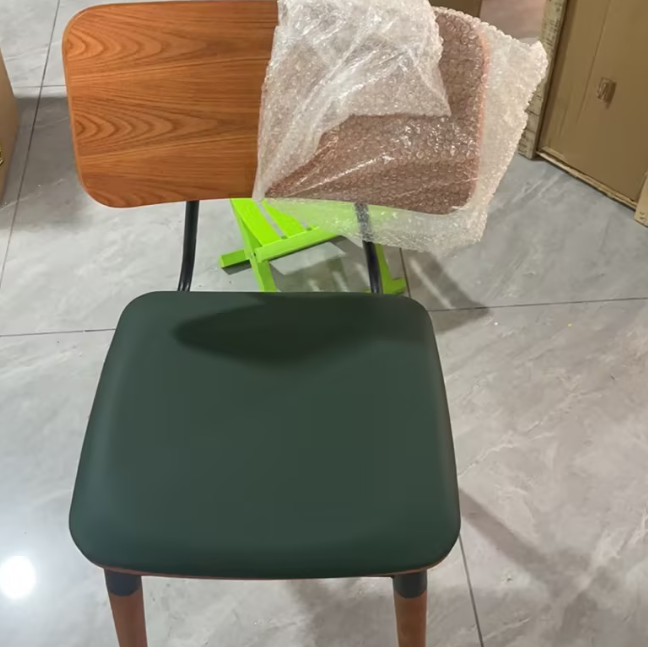 Modern Luxury Cat Scratch Leather Iron Dining Chair Accent Chair For Dining Room