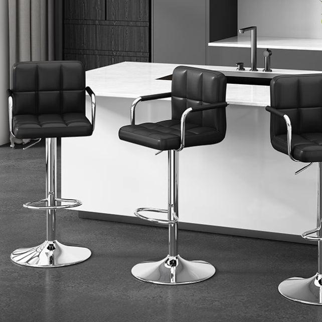 Moderner minimalistischer rechteckiger PU-Leder-Latex-Eisen-Barhocker mit Rückenlehne und Armlehne für das Esszimmer 