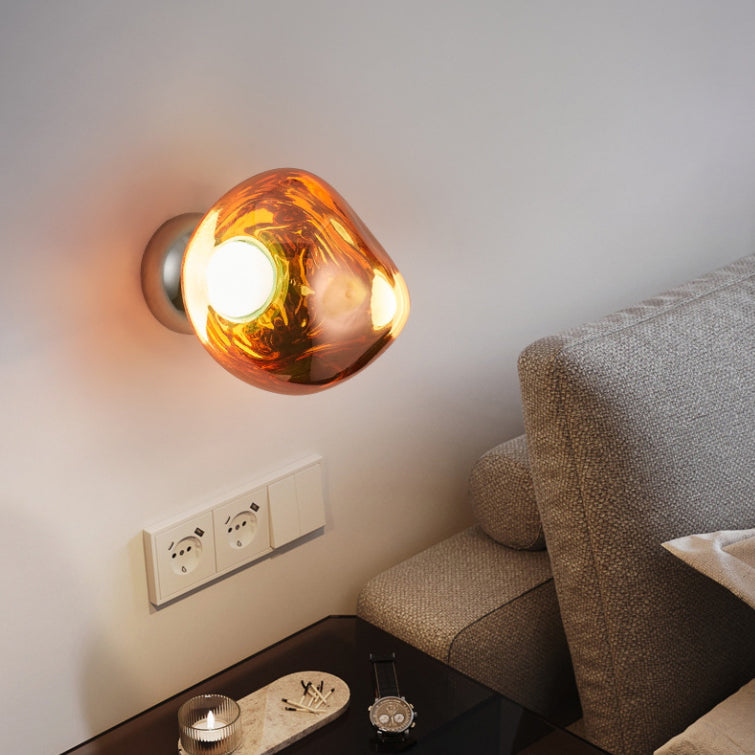 Moderne Art-Deco-Lavakugel-Acryl-Hardware-LED-Wandlampenleuchte für das Wohnzimmer 