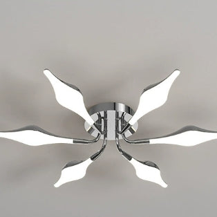 Contemporary Luxury Iron Frame Acrylic Rhomboid Shade LED Semi-Flush Mount Ceiling Light For Living Room