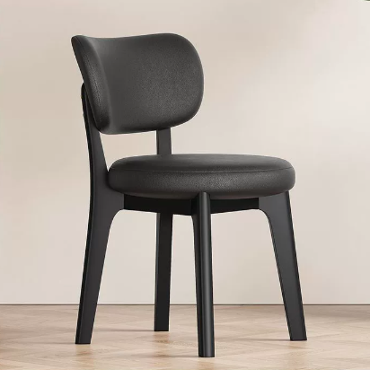 Respaldo de silla de comedor contemporánea nórdica cuadrada de cuero con marco de madera maciza para comedor 