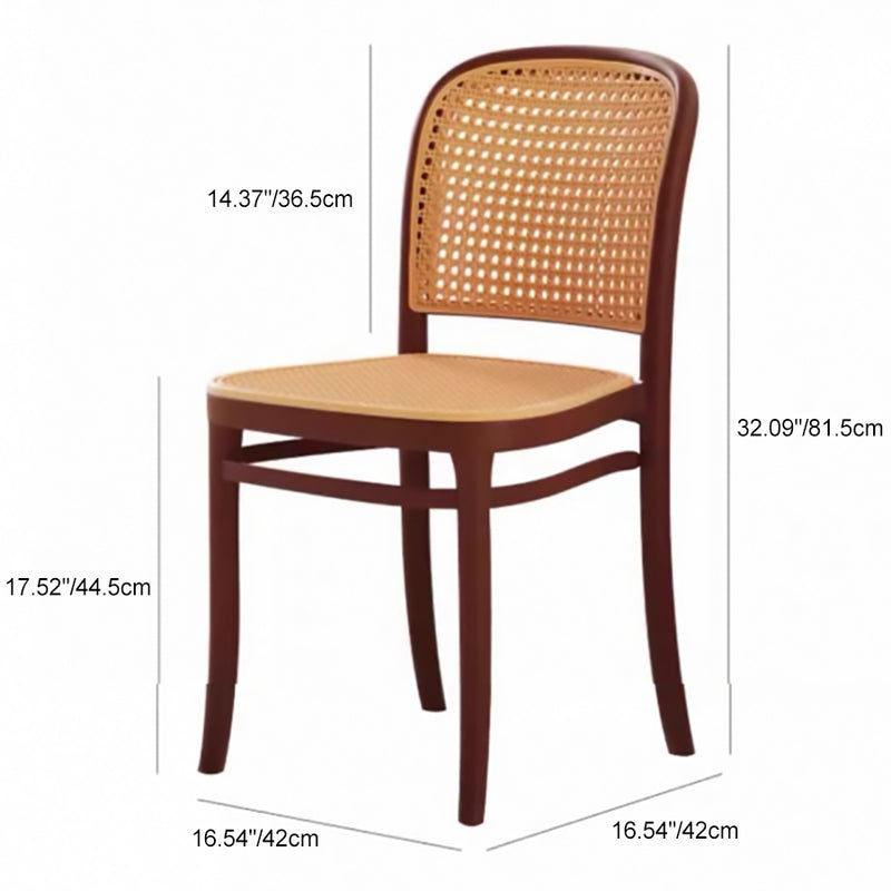 Chaise de salle à manger empilable avec dossier en PVC tissé en rotin carré nordique contemporain 