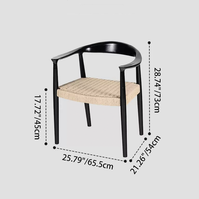 Modern Transitional Square Braiding Rope Solid Wood Frame Accent Chair Backrest Armrest For Living Room