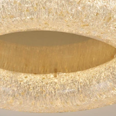 Contemporary Luxury Gold Leaf Resin Finish Copper Ring LED Flush Mount Ceiling Light For Living Room