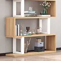أرفف كتب خشبية فولاذية طبيعية عمودية هندسية اسكندنافية معاصرة 3/4/5/6 طبقات تصميم مفتوح الظهر لأرفف قائمة للمكتب المنزلي 