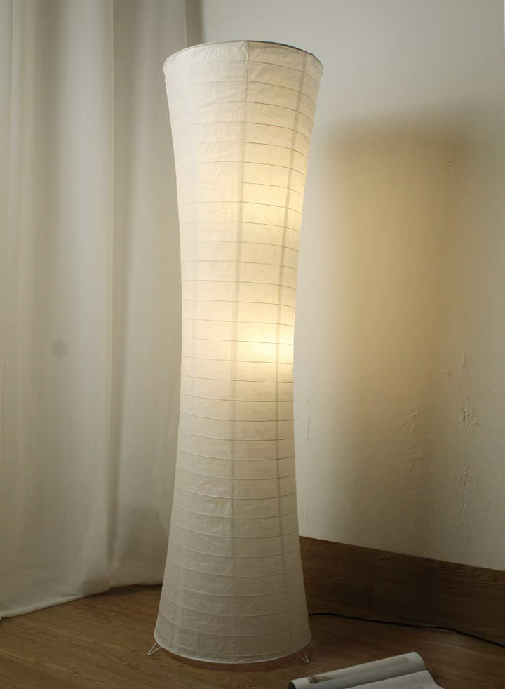 Lámpara de pie contemporánea nórdica de papel con columna cúbica de 2 luces para dormitorio 