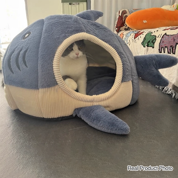 Lit contemporain créatif Petit requin lit pour chat en fourrure de lapin en coton PP lit pour chien pour chambre à coucher 
