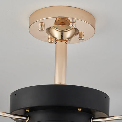 Modernes Luxus-Deckenventilator-Licht mit goldenem Trommelkristall und 4 Lichtern