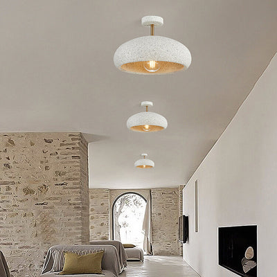 Moderne minimalistische ovale Gips-Eisen 1-Licht Semi-Flush-Montage Deckenleuchte 