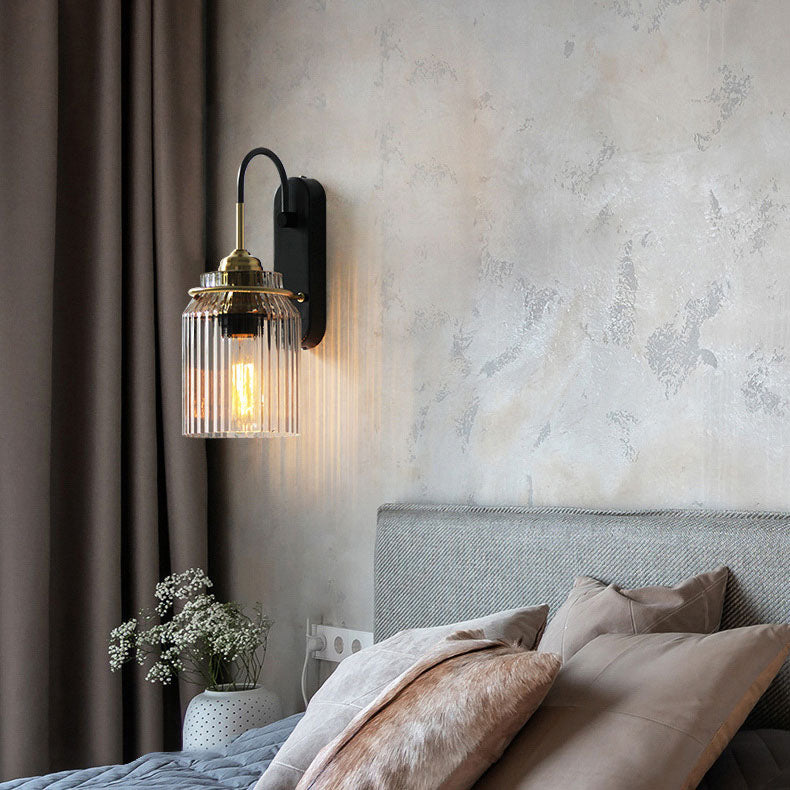 Cilindro de Lujo Moderno de Hierro y Vidrio con 1 Luz para Dormitorio 