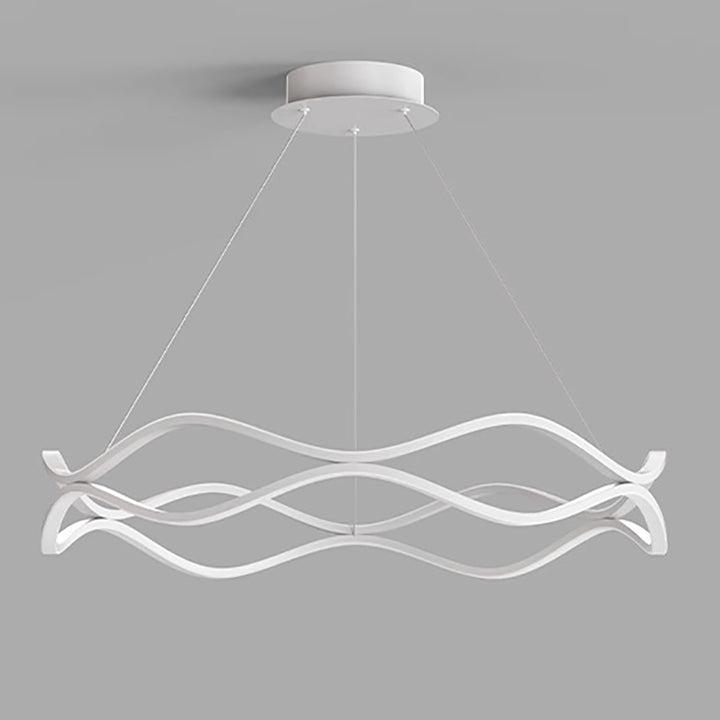 Contemporary Nordic Iron Aluminum Silica Round Wave LED Chandelier For Dining Room