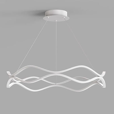 Zeitgenössischer nordischer Eisen-Aluminium-Silica-Rundwellen-LED-Kronleuchter für Esszimmer 