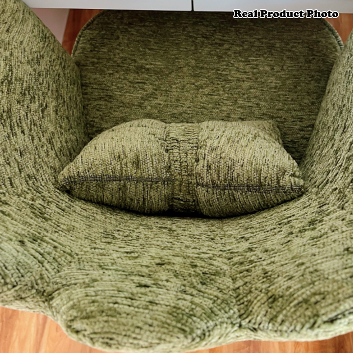 Taburete giratorio de tocador con forma de pétalo, de terciopelo y madera maciza de estilo francés tradicional, con respaldo y sin brazos, para dormitorio 