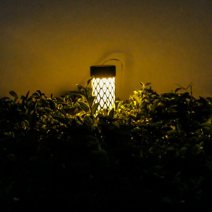 ضوء حديقة LED بإدخال أرضي على شكل قفص أسطواني منسوج من ABS مقاوم للماء يعمل بالطاقة الشمسية 