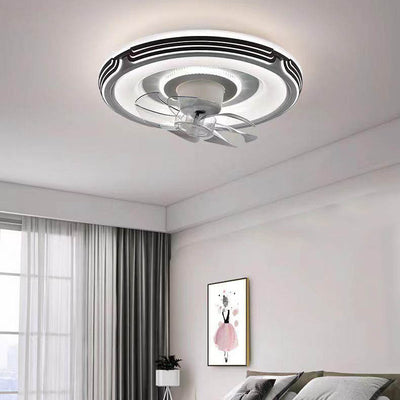 Moderner minimalistischer runder Hardware-LED-Deckenventilator mit Deckenleuchte für das Wohnzimmer 