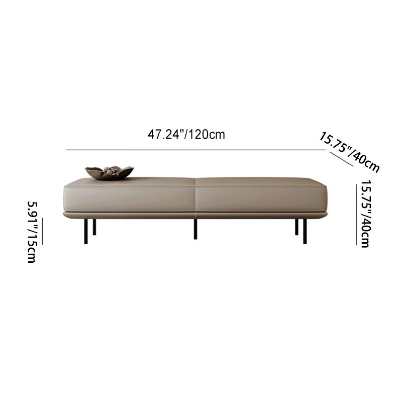 Modern Minimalist Rectangular Microfiber Leather Plywood Steel Sponge End Of The Bed Low Stool Backless For Bedroom