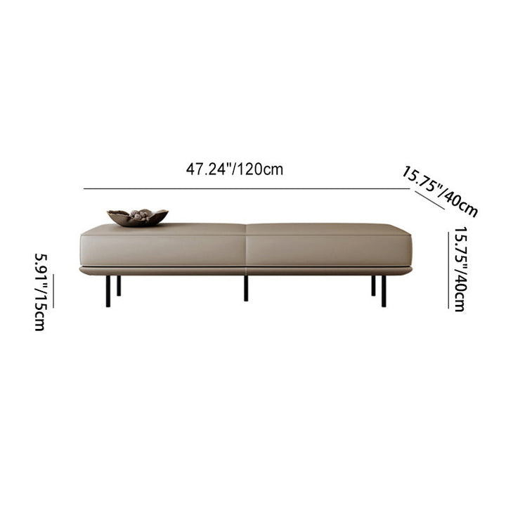 Modern Minimalist Rectangular Microfiber Leather Plywood Steel Sponge End Of The Bed Low Stool Backless For Bedroom