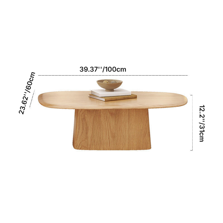 Traditional Japanese Rectangular Ash Coffee Table 1-Tier For Living Room