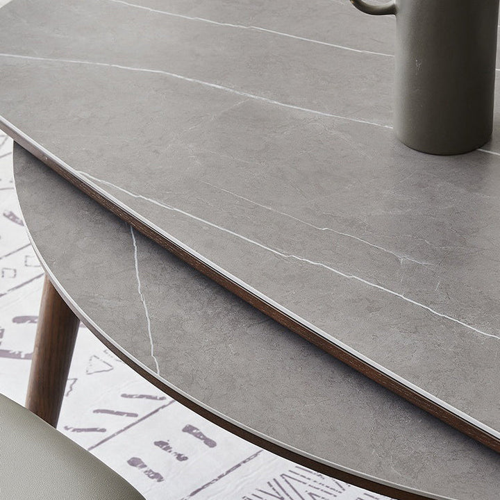 Mesa de comedor de roble plegable con cuatro patas, losa de piedra redonda cuadrada minimalista moderna, para comedor 