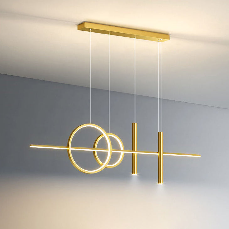 Moderne minimalistische Eisen-Silikon-Streifen-LED-Insel-Leuchte Kronleuchter für das Esszimmer 