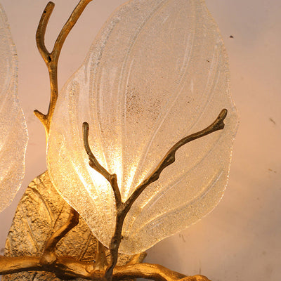 Zeitgenössische kreative Kupferglas Leave Branch 1/2 Licht Wandleuchte Lampe für Wohnzimmer 