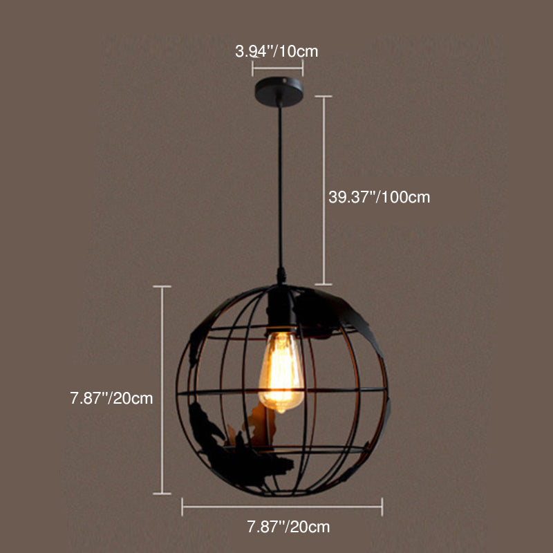 Abat-jour en métal en forme de Terre 1 lumière suspension globe 