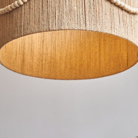 Moderne kreative Hanfseil Holzperlen Zylinder 1-Licht Pendelleuchte 
