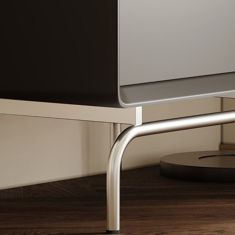 Table de chevet rectangulaire en bois et acier inoxydable minimaliste moderne à 2 tiroirs pour salon 