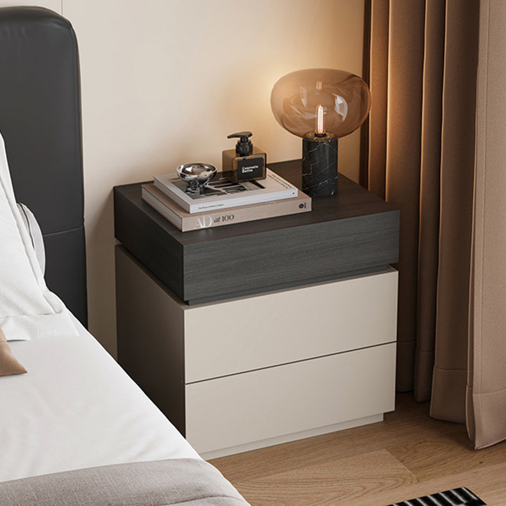 Contemporary Luxury Rectangular Plywood Eucalyptus Wood Nightstand 3-Drawer For Bedroom